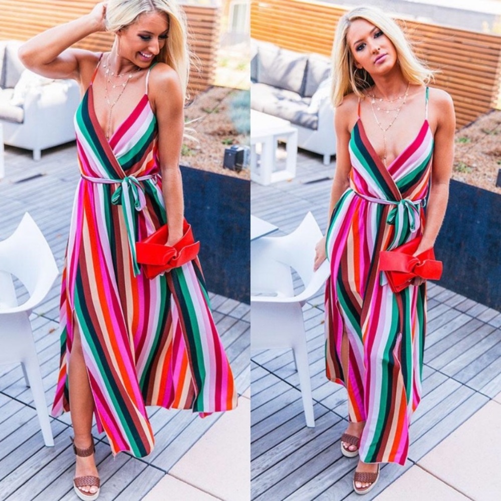 Multicolor Key West Stripe Maxi Dress Size M